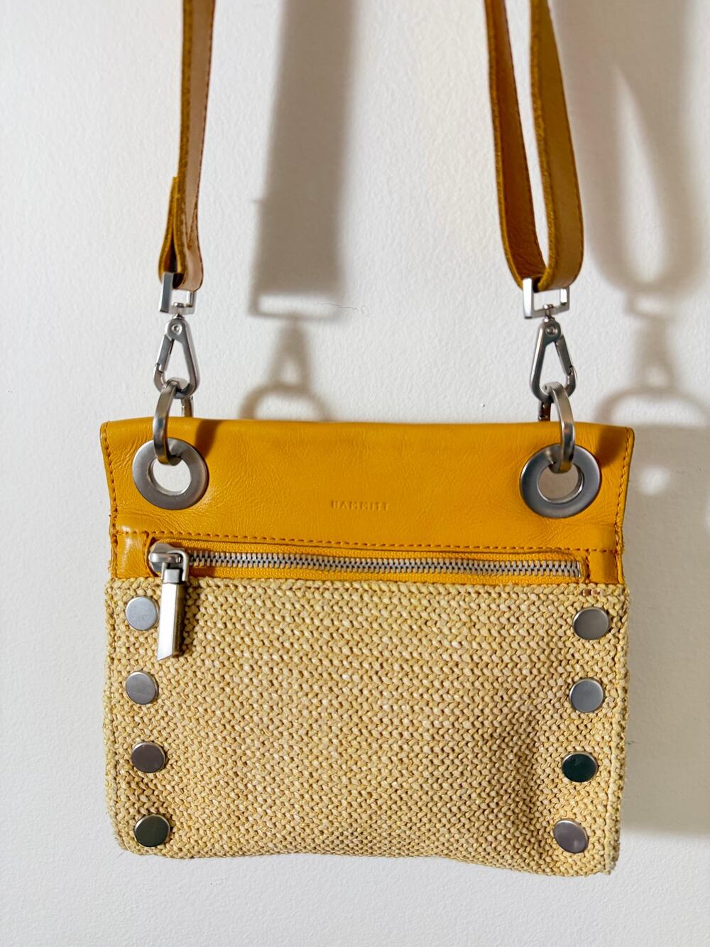 Hammitt 2023 Season Exclusive Tony Small Crossbody Bag Chanterelle Raffia Yellow